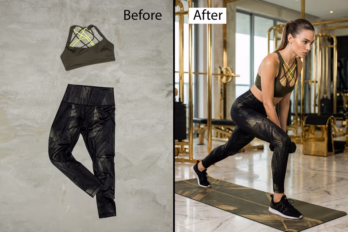 High Resolution AI Gym Wear Mockup - Virtual Activewear and Leggings Try-On